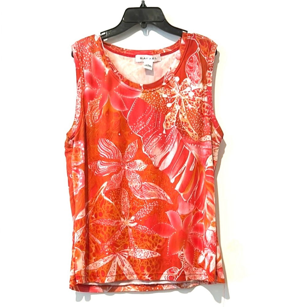 Rafael Women’s Pink Size XL Floral Stretchy Vibrant Nylon/Spandex Tank Top